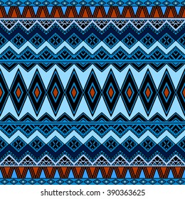 Abstract seamless pattern with tribal aztec motives. Hand drawn boho chic vector wallpaper. 