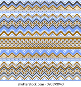 Abstract seamless pattern with tribal aztec motives. Hand drawn boho chic style wallpaper in soft pastel colors.
