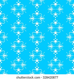 Abstract seamless pattern. Tribal figure. White patterns on a blue background. Vector illustration.