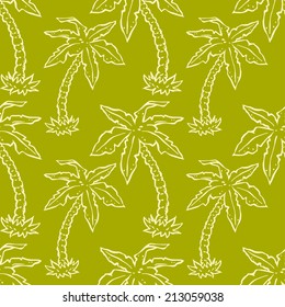 Abstract seamless pattern with tropical coconut palm trees. Floral repeating background. Endless print texture. Fabric design. Wallpaper - vector 