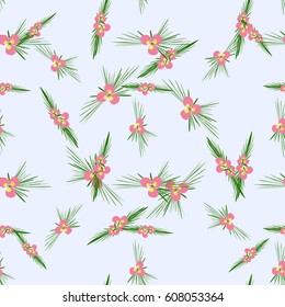 Abstract seamless pattern with tropical flowers and leaves