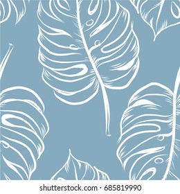 Abstract Seamless Pattern Of Tropical Leaf.Tropical Illustration.