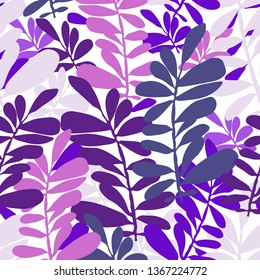 Abstract seamless pattern with tropical leaves. Hand draw texture. Vector template. Decorative fabric for wrapping paper, banner, print. 