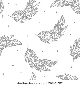 Abstract seamless pattern with tropical leaves. Vector template.