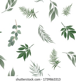 Abstract seamless pattern with tropical leaves. Vector template.