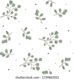 Abstract seamless pattern with tropical leaves. Vector template.