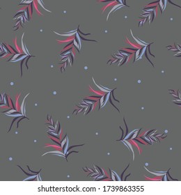 Abstract seamless pattern with tropical leaves. Vector template.