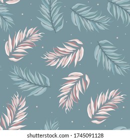 Abstract seamless pattern with tropical leaves. Vector template.