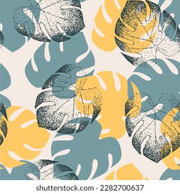 Abstract seamless pattern with tropical leaves. Boho wallpaper decor. Vector illustration