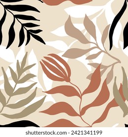 Abstract seamless pattern of tropical leaves. Vector design for fashion prints and wallpapers.