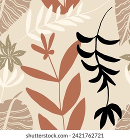 Abstract seamless pattern of tropical leaves. Vector design for fashion prints and wallpapers.