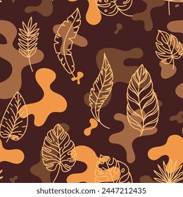 Abstract seamless pattern with tropical leaves