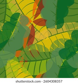 Abstract seamless pattern tropical leaves