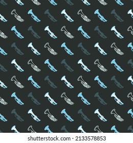 Abstract Seamless Pattern With Trumpet Music Vector Graphic Silhouette and Line Art can be use for background and apparel design