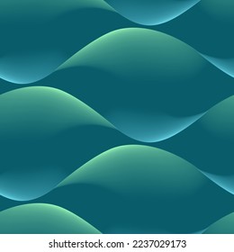 Abstract seamless pattern of turquoise glowy waves