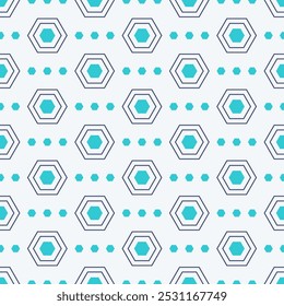 Abstract seamless pattern with turquoise hexagons. Abstract geometric shapes simple pattern. Outline hexagons seamless pattern. Digital paper, textile print. Vector color seamless background.