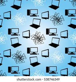 Abstract seamless pattern with tv , notebooks and computers.