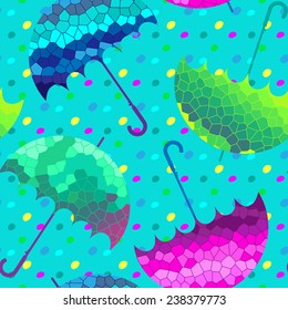 Abstract seamless pattern with umbrella blue-2