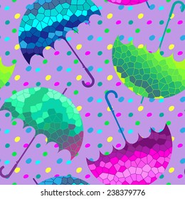 Abstract seamless pattern with umbrella violet