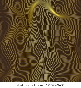 Abstract seamless pattern of undulating shapes. The illusion of distortion of space and movement of lines.