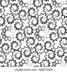 Abstract seamless pattern of unusual circles and rings, dots - hand drawn vector illustration for print, fabric, wallpaper, wrapper