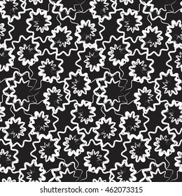 Abstract seamless pattern of unusual circles and rings, dots - hand drawn vector illustration for print, fabric, wallpaper, wrapper