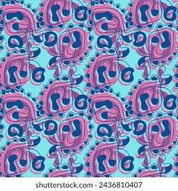 Abstract seamless pattern with abstract unusual shapes and wave lines