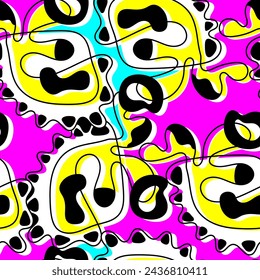 Abstract seamless pattern with abstract unusual shapes and wave lines