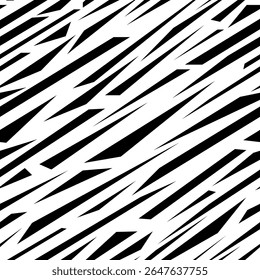 Abstract seamless pattern with various black shapes forming abstract diagonal lines on a white background. Vector illustration for decorating your designs in an abstract style