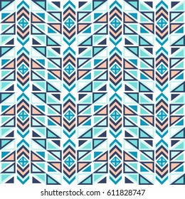 Abstract seamless pattern of various geometric elements. Ethnic style.