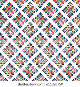Abstract seamless pattern of various geometric elements. Ethnic style.