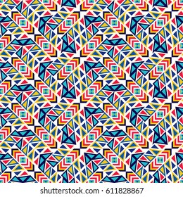 Abstract seamless pattern of various geometric elements. Ethnic style.
