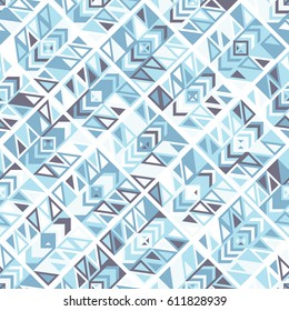Abstract seamless pattern of various geometric elements. Ethnic style.