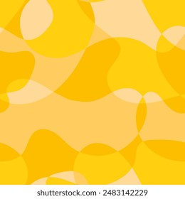 Abstract seamless pattern with various organic liquid shapes. Vector flat yellow background in overlay style