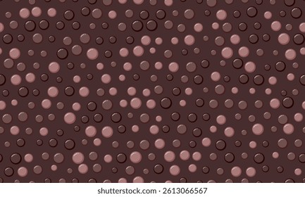 Abstract seamless pattern of varying sized circles in shades of brown and mauve.  Perfect for backgrounds, textures, or website design.  Evokes feelings of calmness and sophistication.