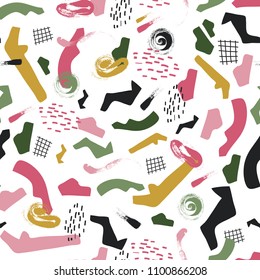 Abstract seamless pattern. Vector background witn stains. Collage.