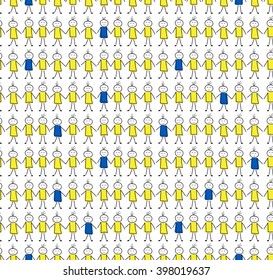 Abstract seamless pattern. Vector background with little child figures. Can be used for wallpaper, pattern fills, surface textures, scrapbooking, fabric prints.