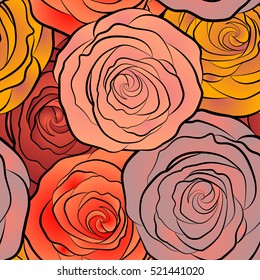 Abstract seamless pattern. Vector background illustration. Nature rose flowers.