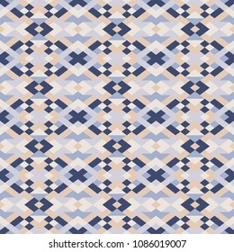 Abstract seamless pattern. Vector geometric background  in blue and rose colors. Mosaic texture 