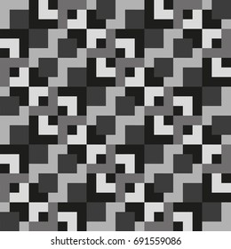 Abstract seamless pattern. Vector geometric background of triangles in gray and black colors. Mosaic texture for textile, carpeting, warp, book cover, clothes