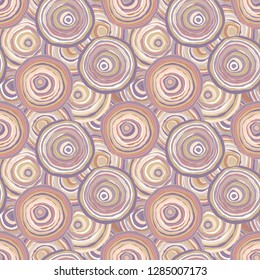 Abstract seamless pattern - vector illustration. Multicolored circles Hand-drawn manually.