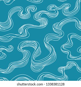 Abstract seamless pattern. Vector illustration with sea stream. Linear wind design.