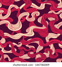 Abstract seamless pattern. Vector illustration with sea stream. Linear wind design.