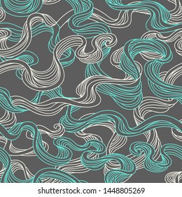 Abstract seamless pattern. Vector illustration with sea stream. Linear wind design.