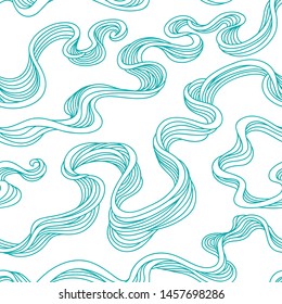 Abstract seamless pattern. Vector illustration with sea stream. Linear wind design.