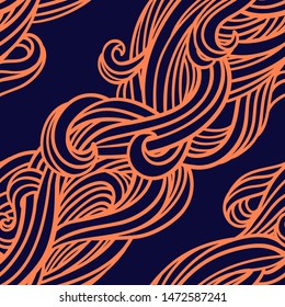  Abstract seamless pattern. Vector illustration with abstract waves. Linear ornament. Linear rope design.
