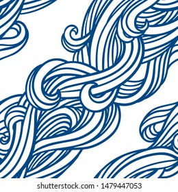  Abstract seamless pattern. Vector illustration with abstract waves. Linear ornament. Linear rope design.