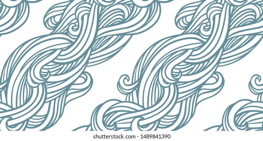  Abstract seamless pattern. Vector illustration with abstract waves. Linear ornament. Linear rope design.