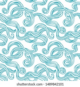 Abstract seamless pattern. Vector illustration with sea stream. Linear wind design.