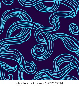 Abstract seamless pattern. Vector illustration with sea stream. Linear wind design.